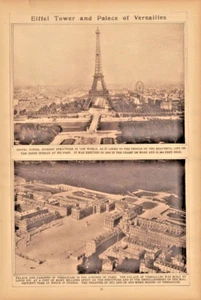 1922 Eiffel Tower Paris Palace Versailles Aerial Views Sepia Rotogravure History - Picture 1 of 1