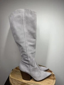 Vince Camuto Oyennda Pointed Toe Knee High Boots Women’s 10 Gray Suede Western - Picture 1 of 14