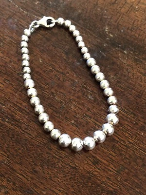 STERLING SILVER MODERN MODERNIST BALL DESIGNER SIGNED HEAVY BRACELET Foto 1 de 4