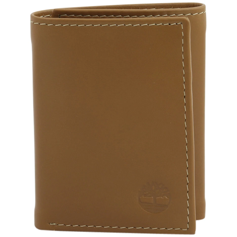 Timberland Premium Genuine Leather Cloudy Trifold Wallet Tan