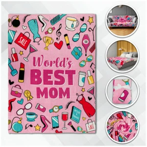 World's Best Mom Plush Blanket 50x60 Mother's Day Blanket For Mom Throw Blanket - Picture 1 of 11