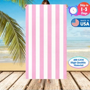 Cabana Strip Large Beach Towel Soft Oversize Microfiber Towels For Pool Swimming - Picture 1 of 65