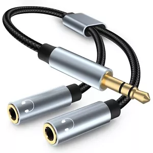 Headphone Splitter 3.5mm Audio Stereo Y Splitter hifi Sound Male To Dual Femal - Picture 1 of 12