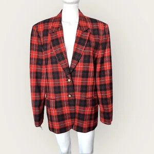 Vintage Pendleton Blazer Women’s 16 Cunningham Plaid Virgin Wool Preppy Jacket - Picture 1 of 12