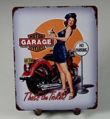 No Parking + lightly dressed policewoman - Pin Up Girl Vintage Sign 25x20 cm - Image 1 of 4