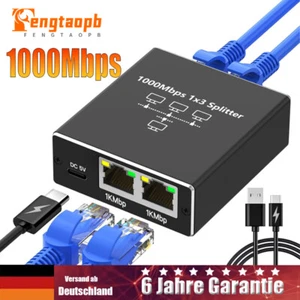 Ethernet Splitter 1 auf 3 Gigabit Netzwerk Splitter 1000Mbps RJ45 LAN Splitter - Bild 1 von 13