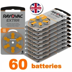 60 x Rayovac size 13 (Orange) Extra Advanced Hearing Aid Batteries (Sixty) - Picture 1 of 3