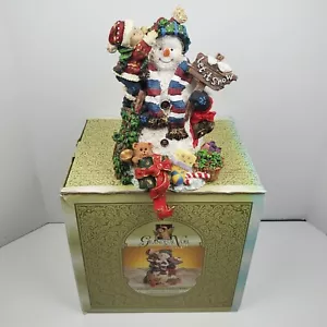Grandeur Noel Stocking Holder Snowman Boy Christmas Tree Scene Hand Painted - Picture 1 of 12