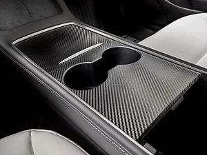 Para Tesla Modelo Y 2021-2023, Consola Central Coche Fibra de Carbono Cubierta Mate Borde - Imagen 1 de 7