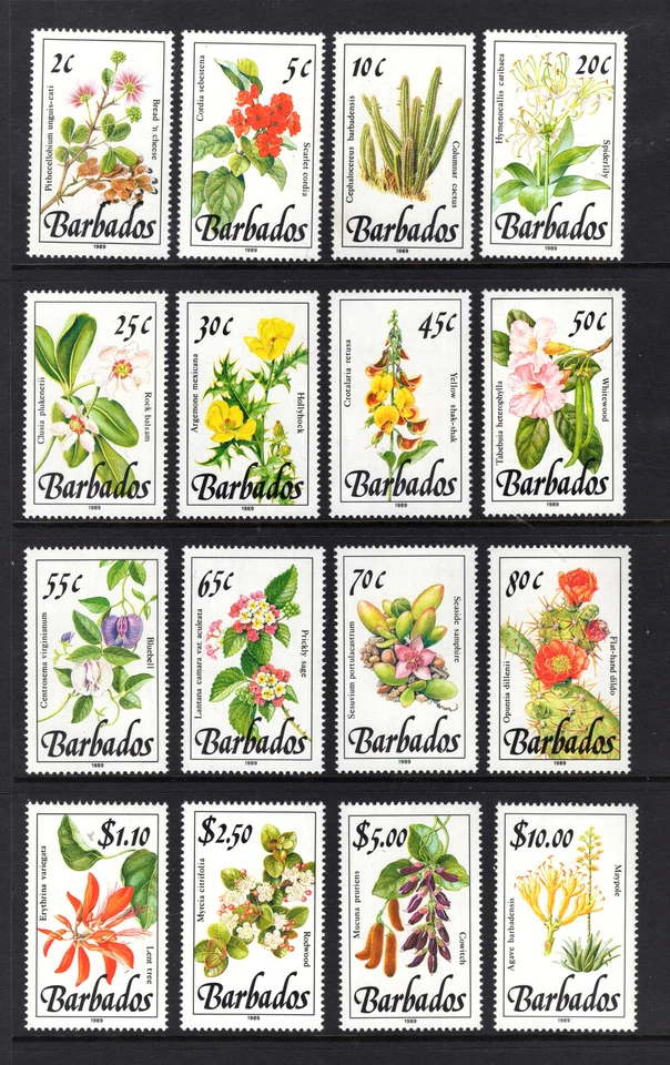 M23149 Barbados 1989-92 SG890/905 QEII: Plantas silvestres ex SG 895a y 901a Foto 1 de 1