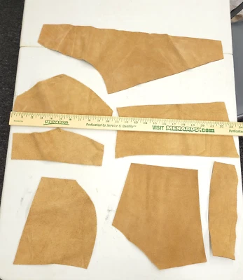 Suede Leather Tan Colored Remnant Lot, 14 Pieces (J) 1 Lb, 2 Oz. Unused Scraps - Image 1 of 4