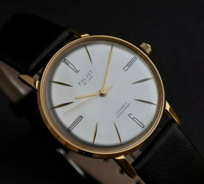 NOS Poljot De LUXE Extra SLIM Watch Men's Vintage USSR Case Stainless Steel  - Image 1 of 4