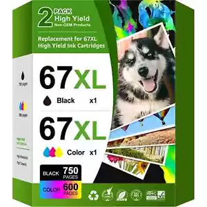67XL Ink Cartridge for HP Deskjet 2755e 4155e 2700e 2855e Envy 6055e 6075 Ink 67 - Picture 1 of 4