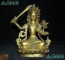 Tibetan Bronze Gilt Hold sword Manjushri tara Kwan-yin Bodhisattva Buddha statue