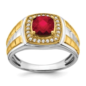 14k Two-tone Gold 2.04 Ct Lab Created Ruby and Diamond Engagement Ring Size 10 - Picture 1 of 3