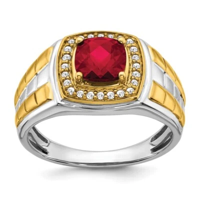 14k Two-tone Gold 2.04 Ct Lab Created Ruby and Diamond Engagement Ring Size 10 - Image 1 of 3
