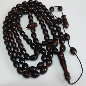 📿Bernsteinperlen Rosenkranz BERNSTEIN ROSENKRANZ Misbah Tasbih 99 oliv Bernsteinperlen 43 Gramm📿 - Bild 1 von 24