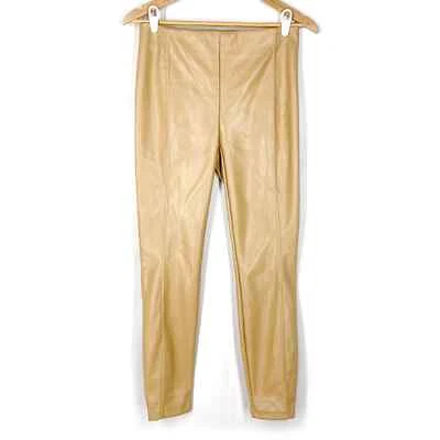 Nicole Miller Faux Leather Leggings Tan Beige Womens Stretch Skinny NWT Small - Image 1 of 4