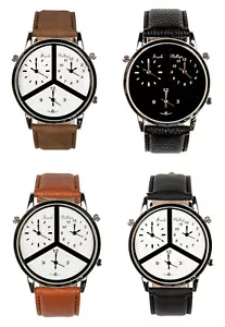 Reloj analógico para hombre Frank Phillipe con correa de cuero de tres zonas horarias, cuarzo japonés - Imagen 1 de 21
