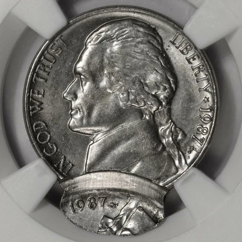 1987 NGC MS64 Double Struck 2nd Off Center Nickel Mint Error Wow Two Dates Cover