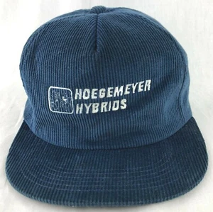 Hoegemeyer Hybrids SnapBack Trucker Hat Cap K Products USA Blue Corduroy Vintage - Picture 1 of 10
