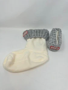 Hunter Waffle Roped Short Boot Socks - L, White/Grey (3128), I2(A1067T) - Picture 1 of 4