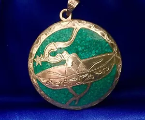 LG Vtg Sterling Silver Mexico Turquoise Chips Donkey Sombrero Pendant - Picture 1 of 3