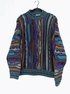 Vintage Coogi Sweater 3D Knit Crewneck Sz S Green Australian Wool Authentic - Picture 1 of 10