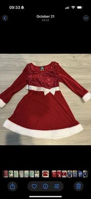 Vestido de Papá Noel de terciopelo rosa y violeta para niñas talla 5 vacaciones Navidad Foto 1 de 4