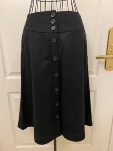 Vintage NWOT Banana Republic Black Wool Blend A-Line Button Front Skirt Size 0 - Picture 1 of 7