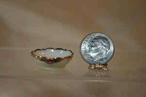 Miniature Dollhouse Jo Parker Fine Porcelain Round Serving Bowl Pink Rose & Gold - Imagen 1 de 8