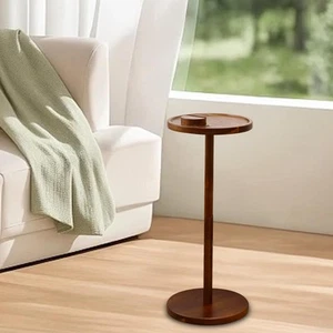Wood Side Table Drink Table Modern Stable Compact Space Round Decor Small End - Picture 1 of 5