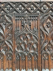 SALE !!! TOP QUALITY Gothic Revival Door panel in oak 21.57 inch high - Picture 1 of 24
