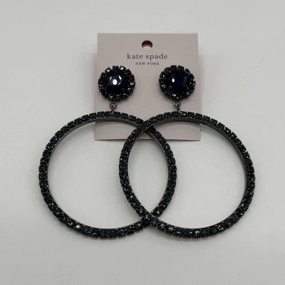 Pendientes de aro Kate Spade New York Glitzville Door Knocker azul/negro nuevos con etiqueta Foto 1 de 2