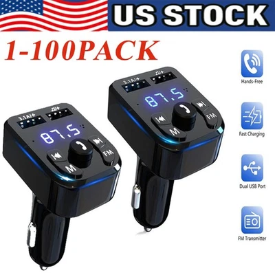 Bluetooth 5.0 Car Wireless FM Transmitter Adapter 2USB PD Charger Hands-Free Lot - Image 1 of 4