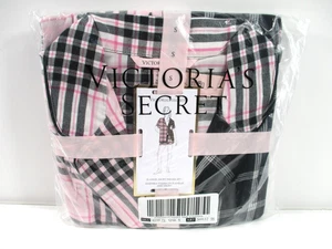 -Nuevo con etiquetas Conjunto de pijama corto de franela Victoria's Secret talla S rosa negro a cuadros - Imagen 1 de 3