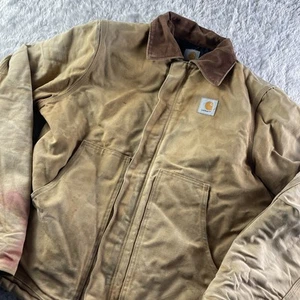 Vintage Carhartt Jacke Herren Large Braun Duck Quilt Gefüttert Distressed Thrashed - Bild 1 von 14