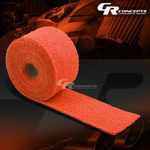 15FT/180"L 2"W EXHAUST HEADER TURBO MANIFOLD PIPE ORANGE HEAT SHIELD WRAP TAPE - Picture 1 of 2