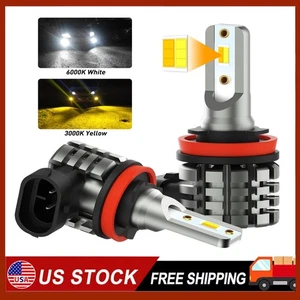 2x Switchback LED Fog Light Bulbs H11 H8 H16 Amber 3000K White 6000K Dual Color - Picture 1 of 15