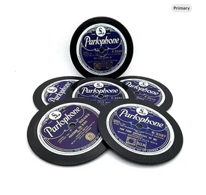Parlophone, Quality Handcrafted Shellac Record Coaster, Retro Music, Set Of 6 - Picture 1 of 5