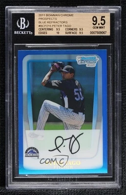 2011 Bowman Chrome Prospects Blue Refractor /150 Peter Tago BGS 9.5 GEM MINT - Image 1 of 2