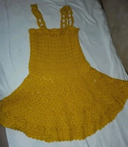 Vestido Hecho a Mano Crochet Niños Niñas Color Amarillo 5 - Imagen 1 de 2