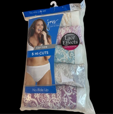 JMS Just My Size Lace Effects Cotton Briefs 5 Pack Underwear Panties Plus Sz 14 - Image 1 of 4