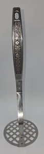 Vintage Riviera Japan Masher Stainless Cooking Utensil w/ Floral Designs GUC - Picture 1 of 5