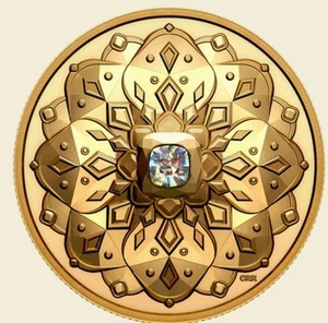 2022 $200 Ultra High Relief Pure Gold Coin w Diamond-Low Mintage!! - Picture 1 of 6