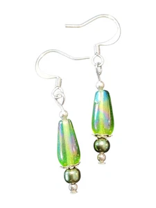 Elegant Beaded Earrings – Handmade Green Collection - Picture 1 of 15
