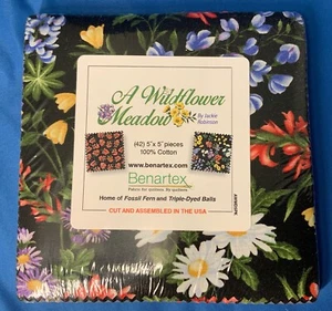Charm Pack 5" Stacker 42pc Benartex "A WILDFLOWER MEADOW” By Jackie Robinson - Picture 1 of 3