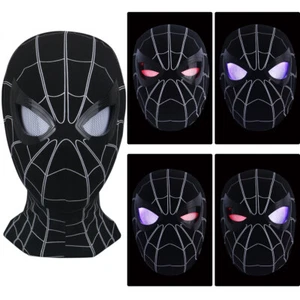 Máscara LED Spiderman negra ojos móviles control remoto casco de superhéroe recargable - Imagen 1 de 12