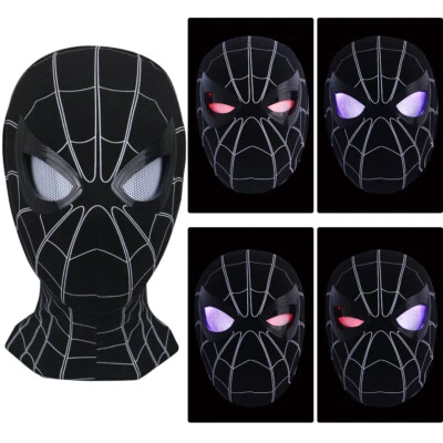 Moving Eyes Black Spiderman LED Mask Remote Control Superhero HelmetRechargeable - Image 1 of 4