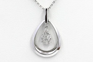 0.12 Carat Natural Diamond Teardrop Pendant 18 Karat White Gold - Picture 1 of 4